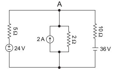 For the circuit shown below, the current delivered by 24V